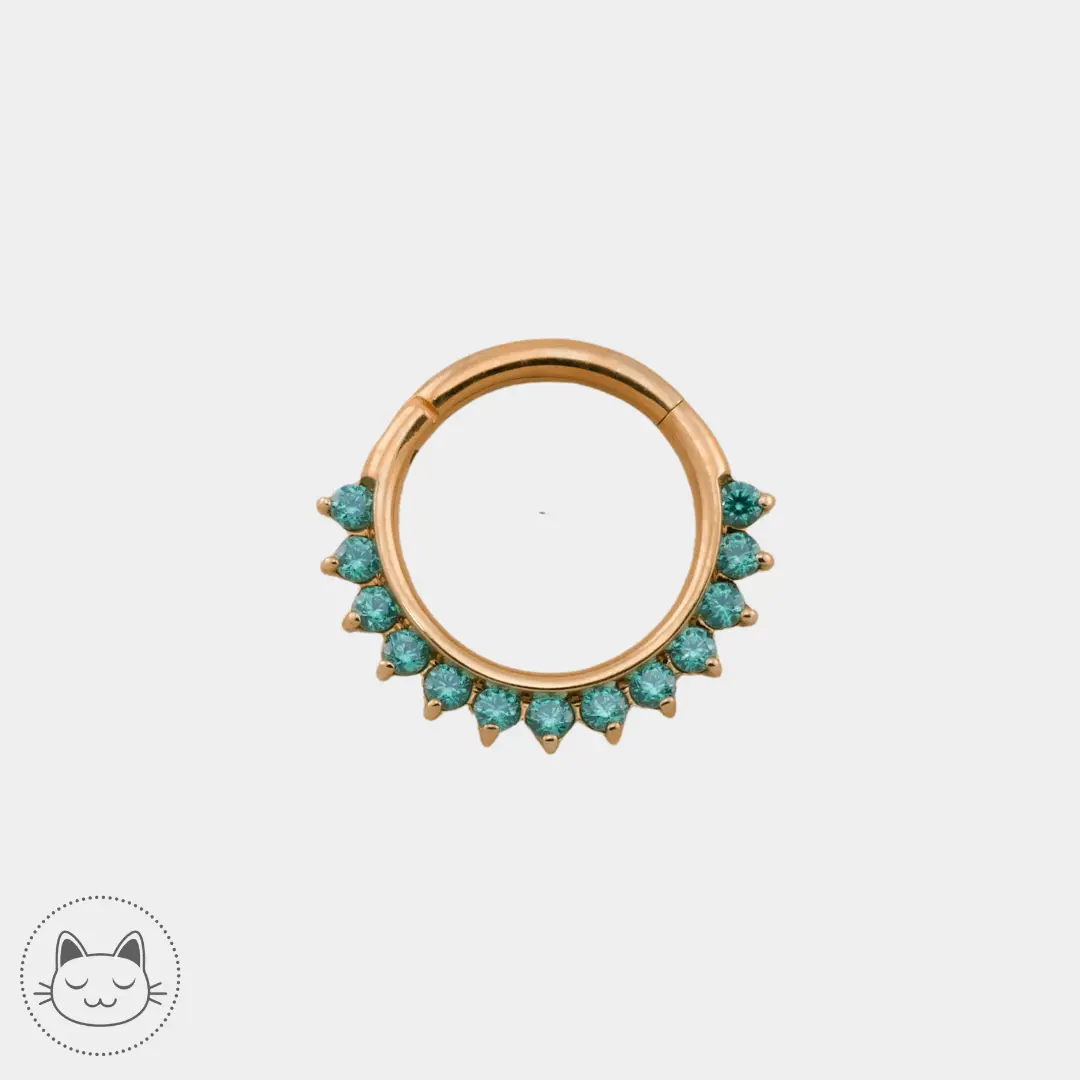 Anneau Tiara Auris en or 14 carats avec zircons vert