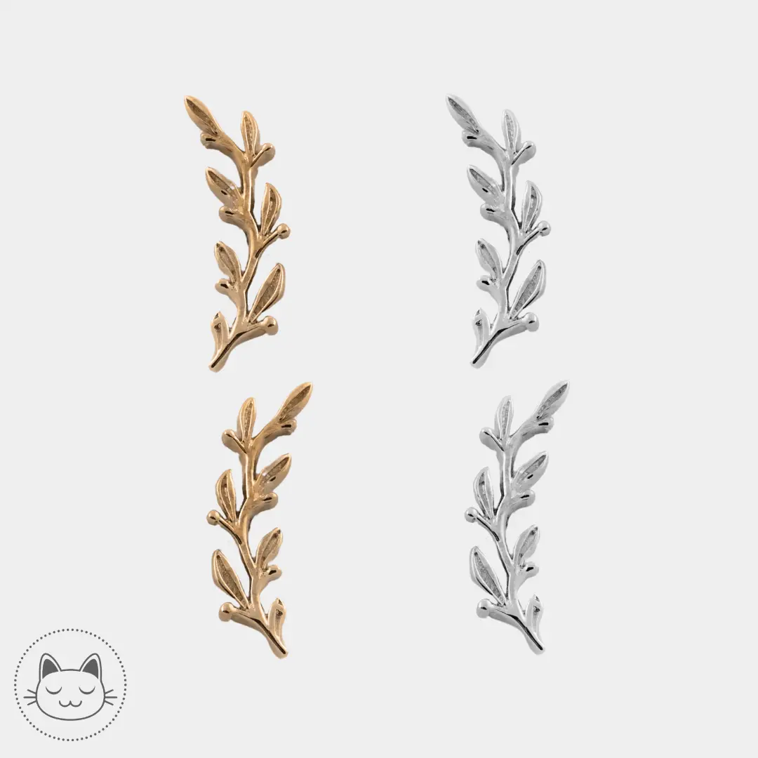 BVLA - Amity (Grande) : Bijou en or 14 carats, 14mm x 3,5 mm. Fin branchage disponible en or jaune et en or blanc.