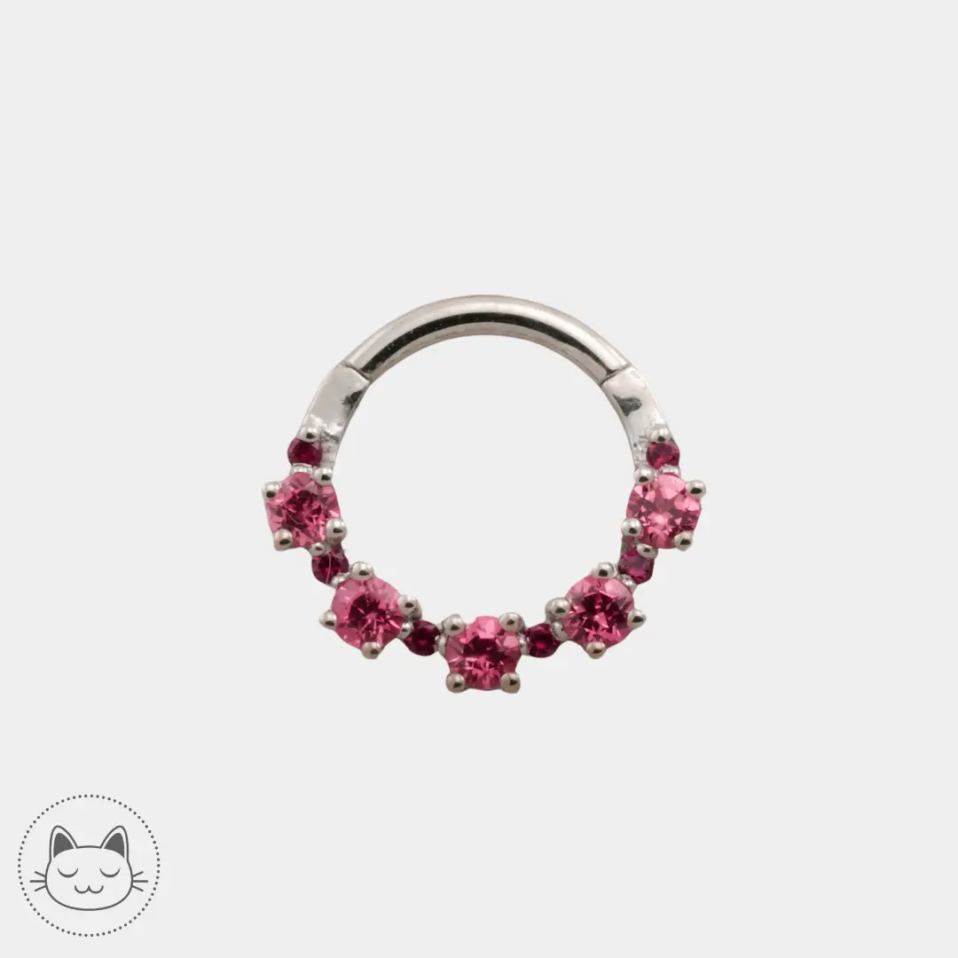 BVLA - Setevos - Or blanc et 5 Rubis roses - Kawaii Place piercing