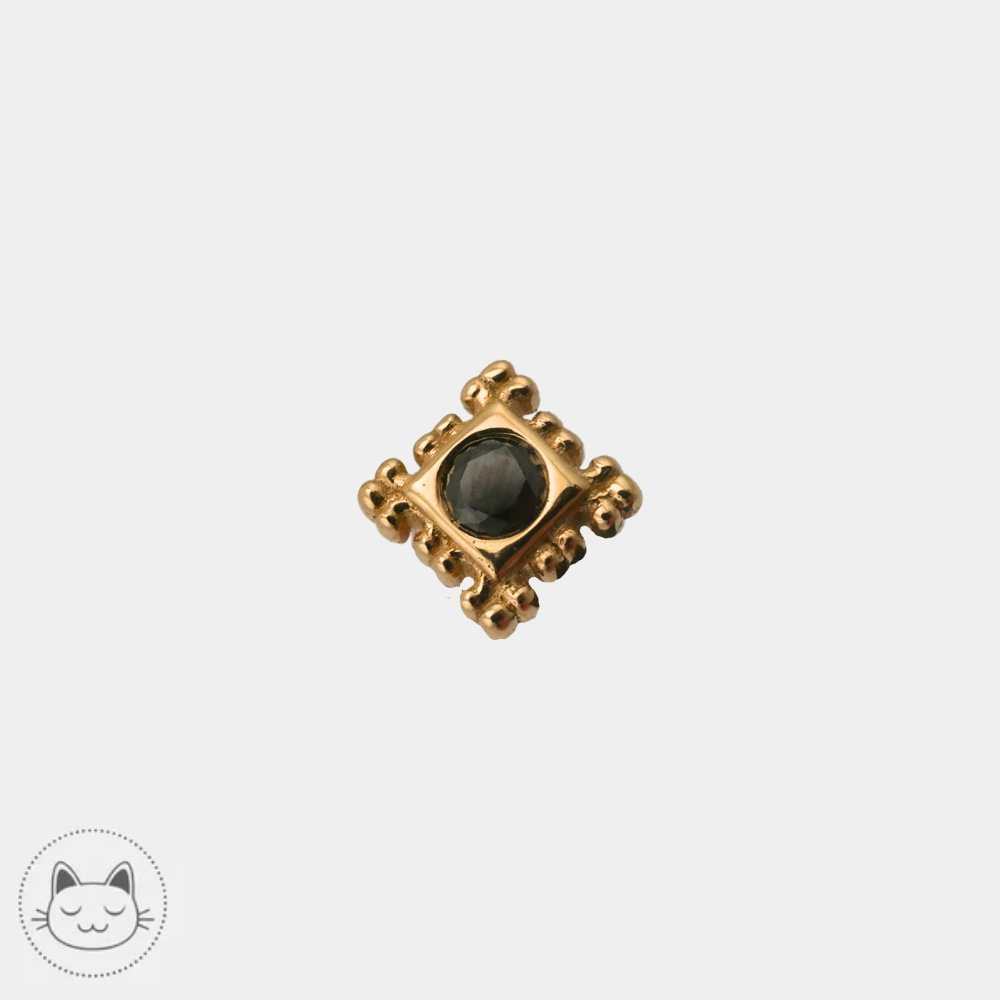 Bijou BVLA Flourish Illusion en or jaune 14 carats avec diamant noir