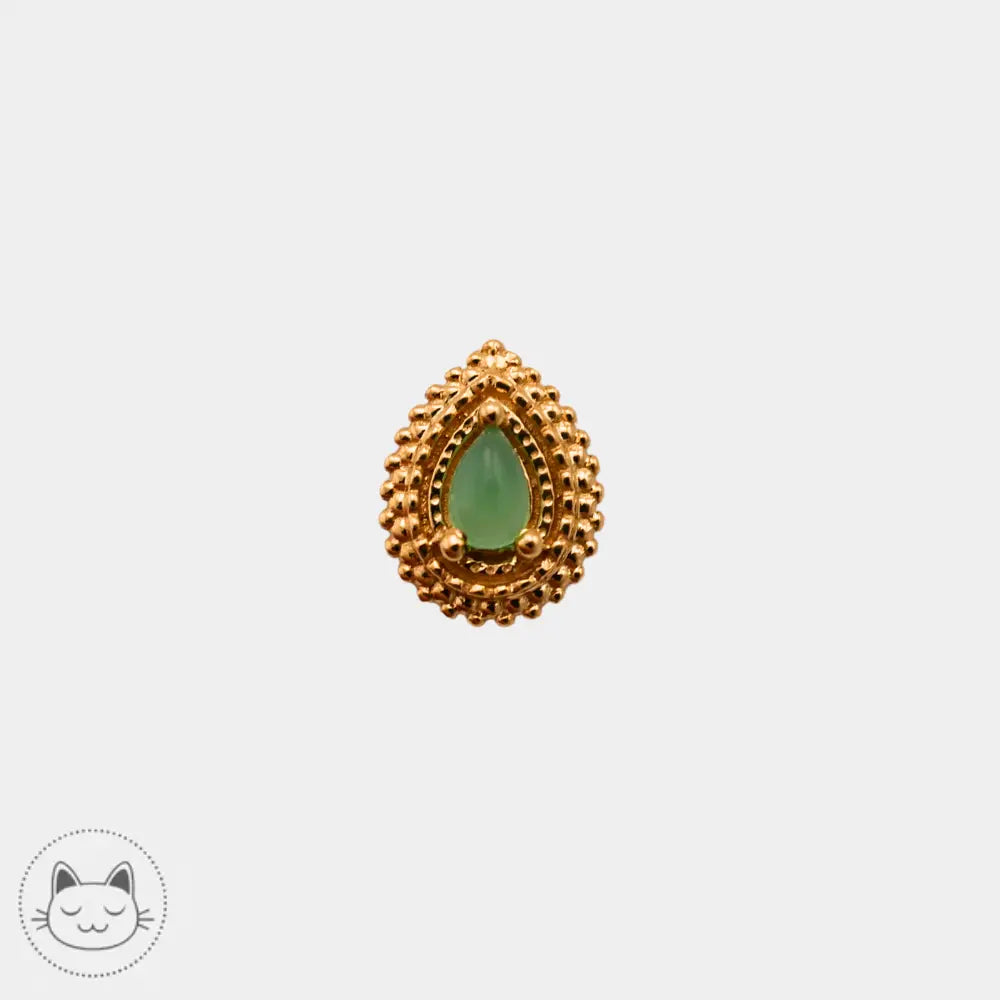 Bijou BVLA Mini Afghan Pear or 14K avec chrysoprase sablée