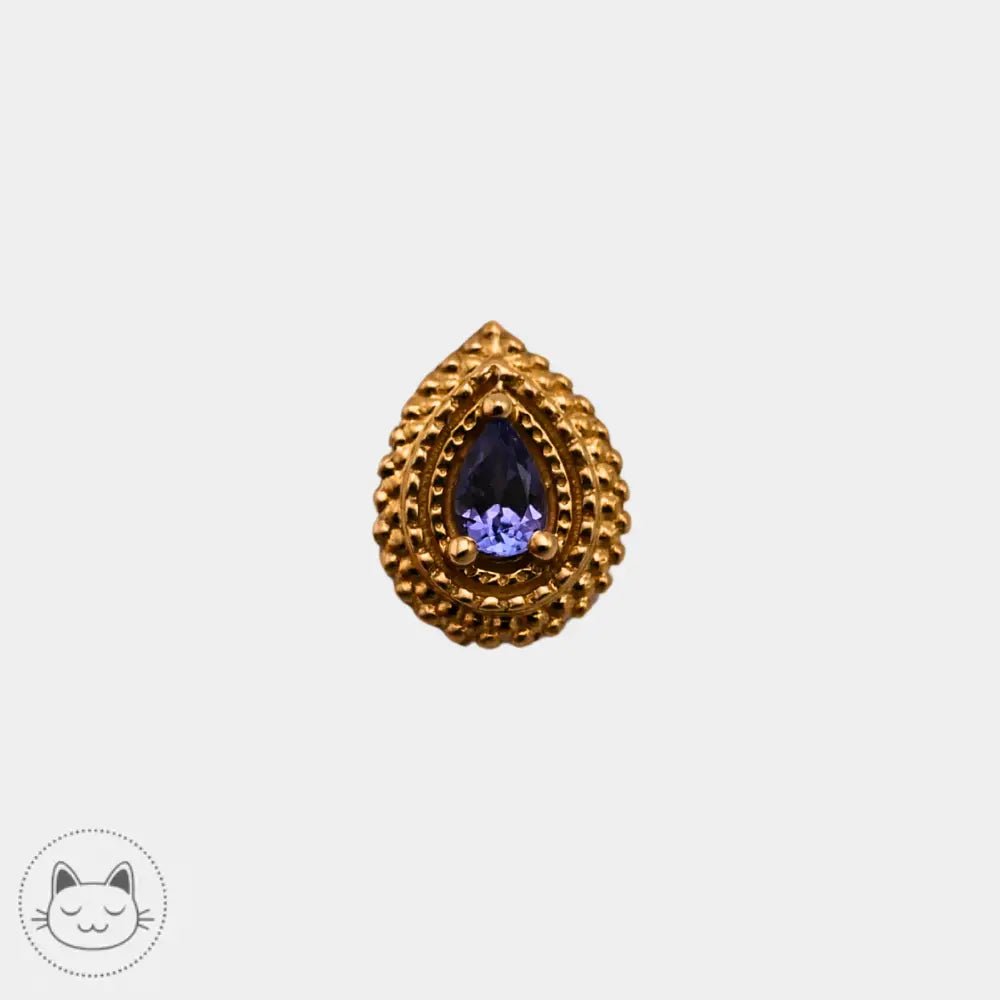Bijou BVLA Mini Afghan Pear or 14K avec tanzanite