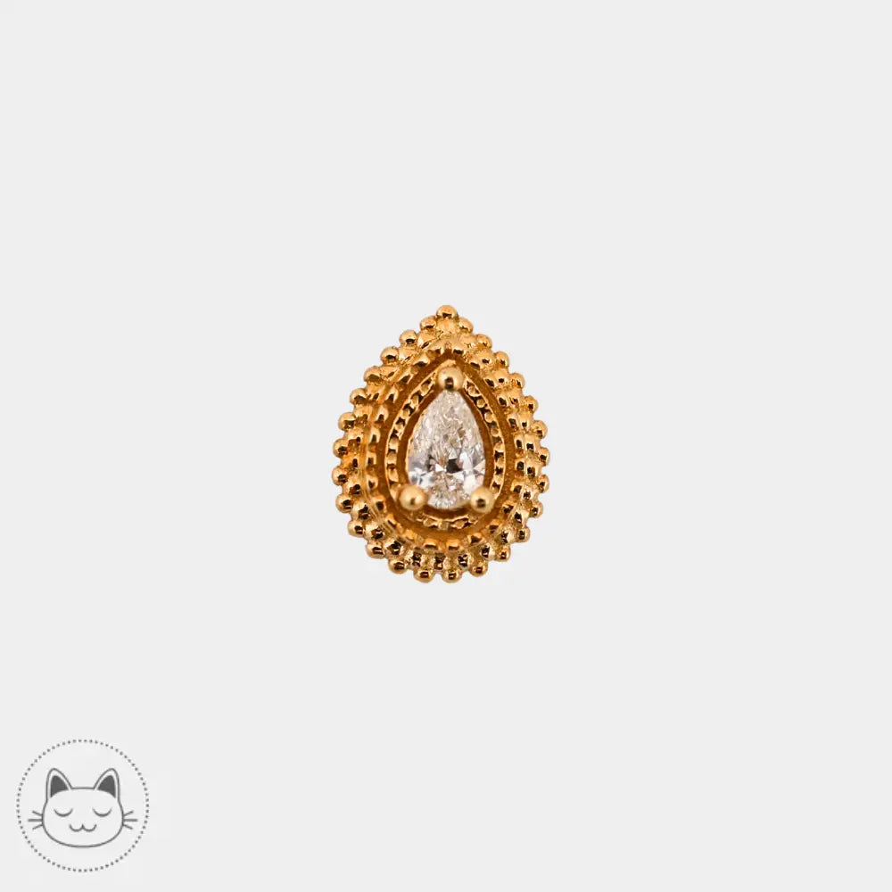 Bijou BVLA Mini Afghan Pear or 14K avec zircon blanc