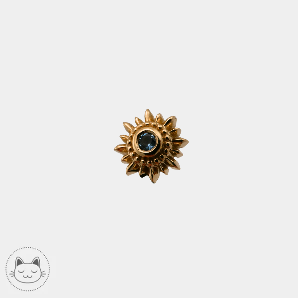 Bijou BVLA Mini Compas en or 14 carats avec aigue-marine 6 mm