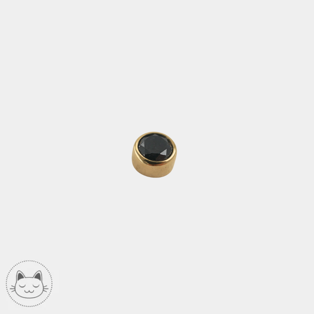 Bijou piercing BVLA Threaded end with round bezel en or jaune 14K avec diamant noir