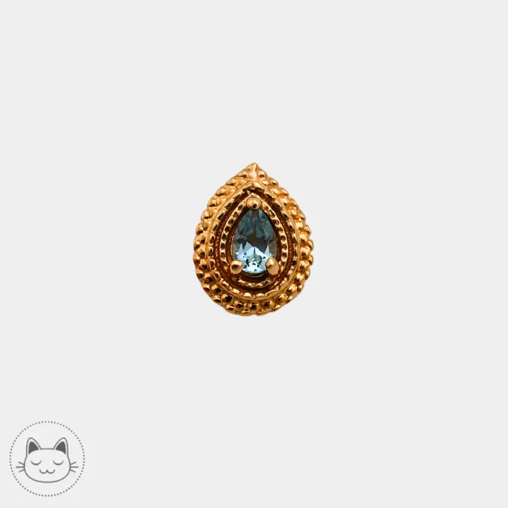 Bijou BVLA Tiny Afghan Pear or 14K avec aigue-marine