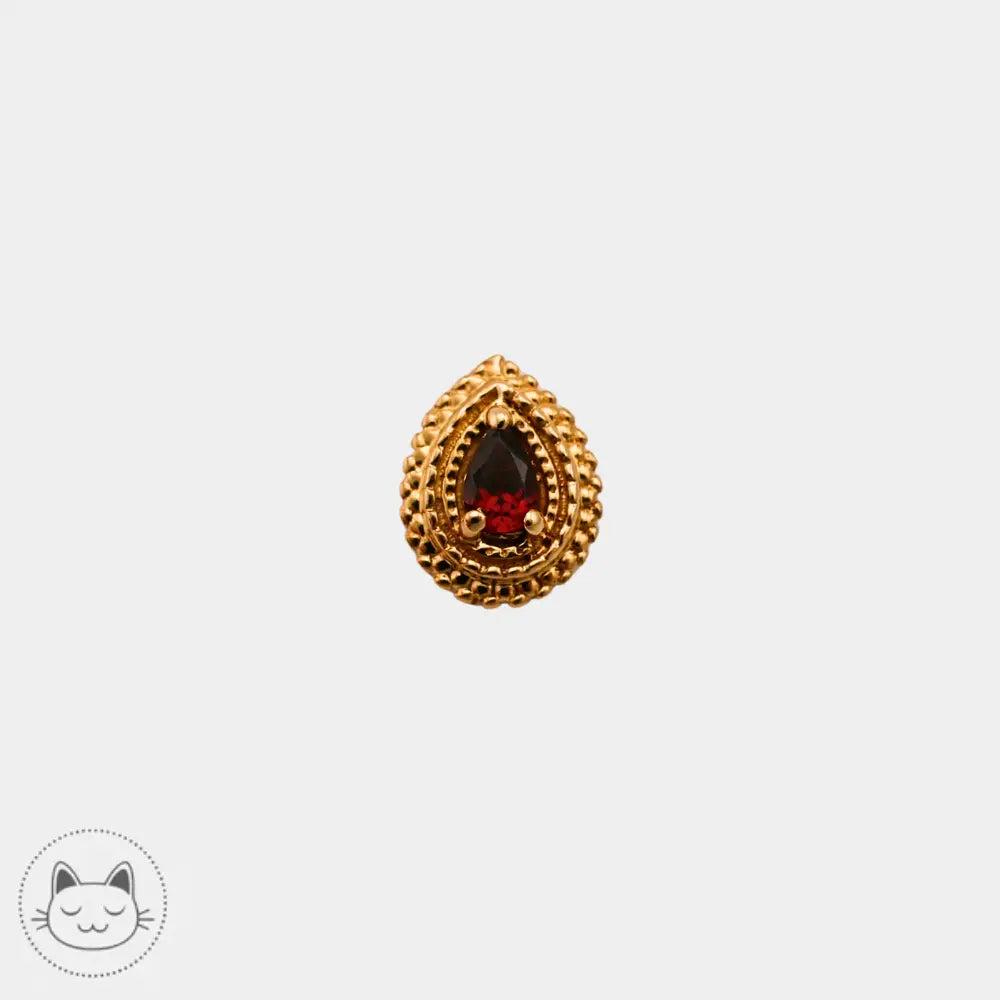 Bijou BVLA Tiny Afghan Pear or 14K avec rubis