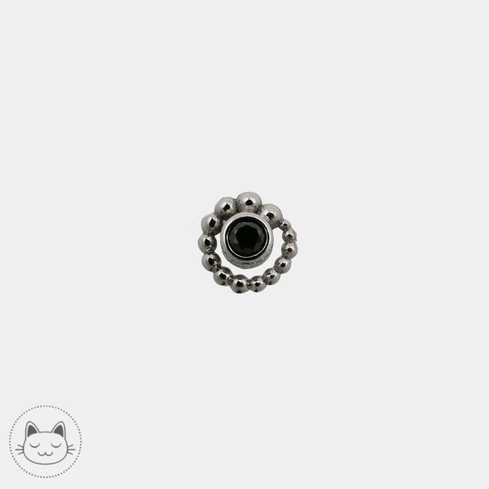 Bijou BVLA Tiny Beaded Swirl or blanc 14 carats avec diamant noir