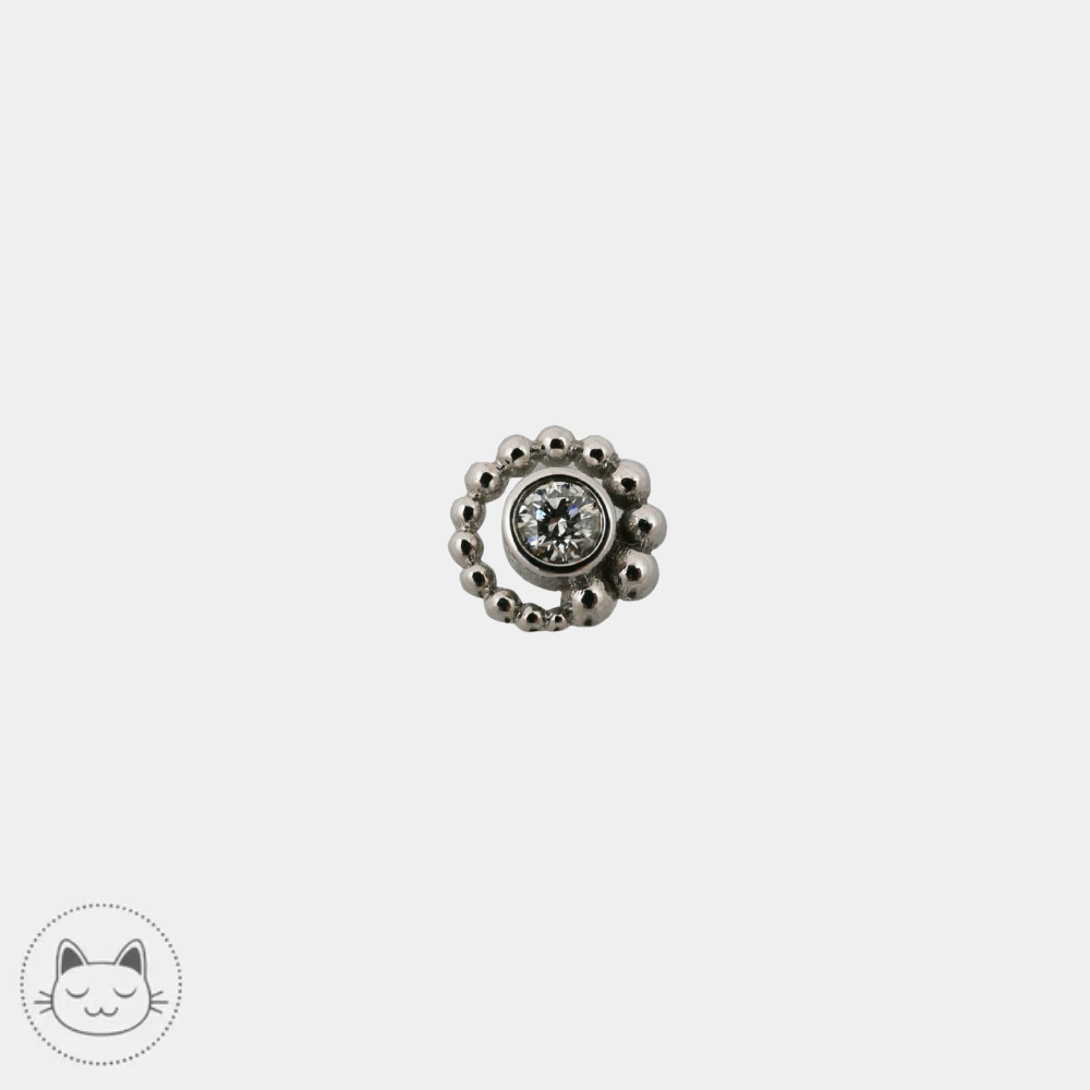 Bijou BVLA Tiny Beaded Swirl or blanc 14 carats avec diamant blanc