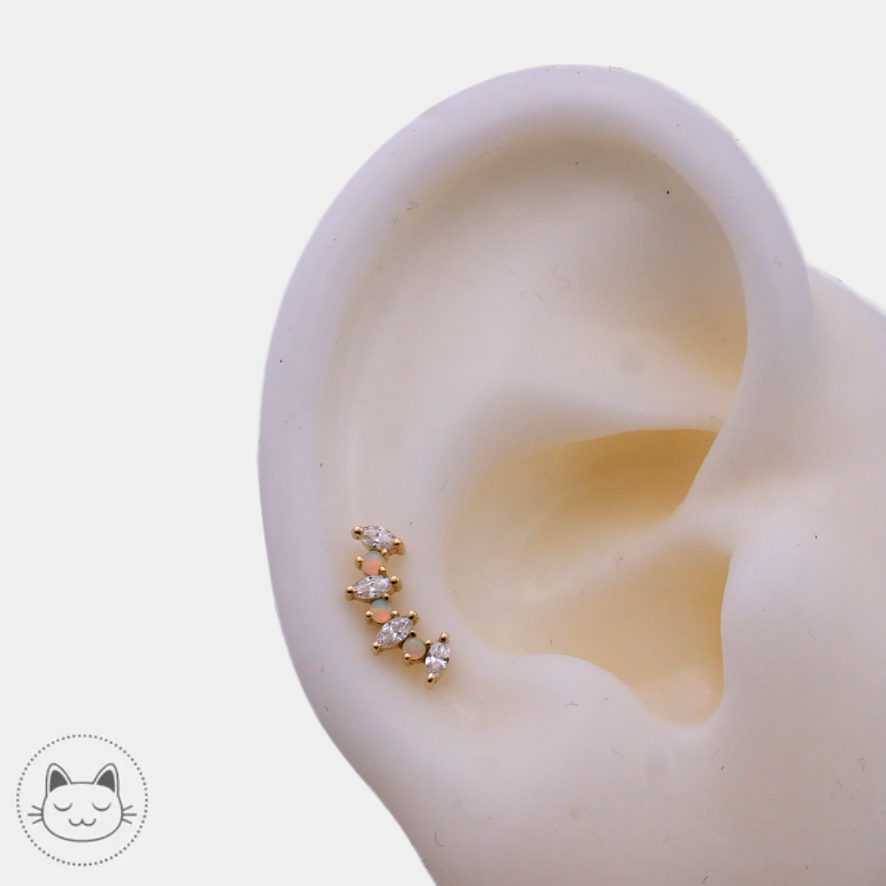 Détail du BVLA Tiny 7 Sara or 14k zircons blancs et opales