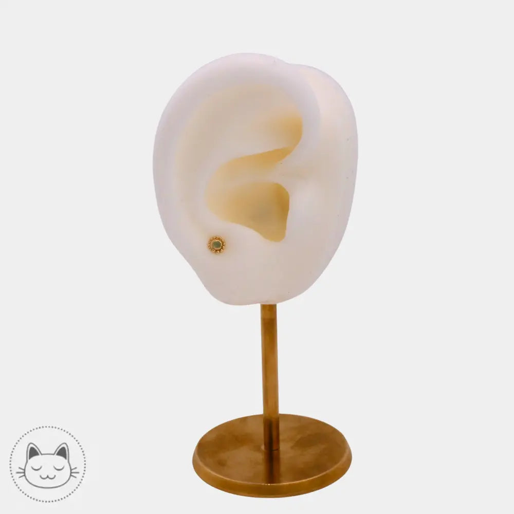 Piercing BVLA modèle Tiny Beaded Swirl or jaune chrysoprase