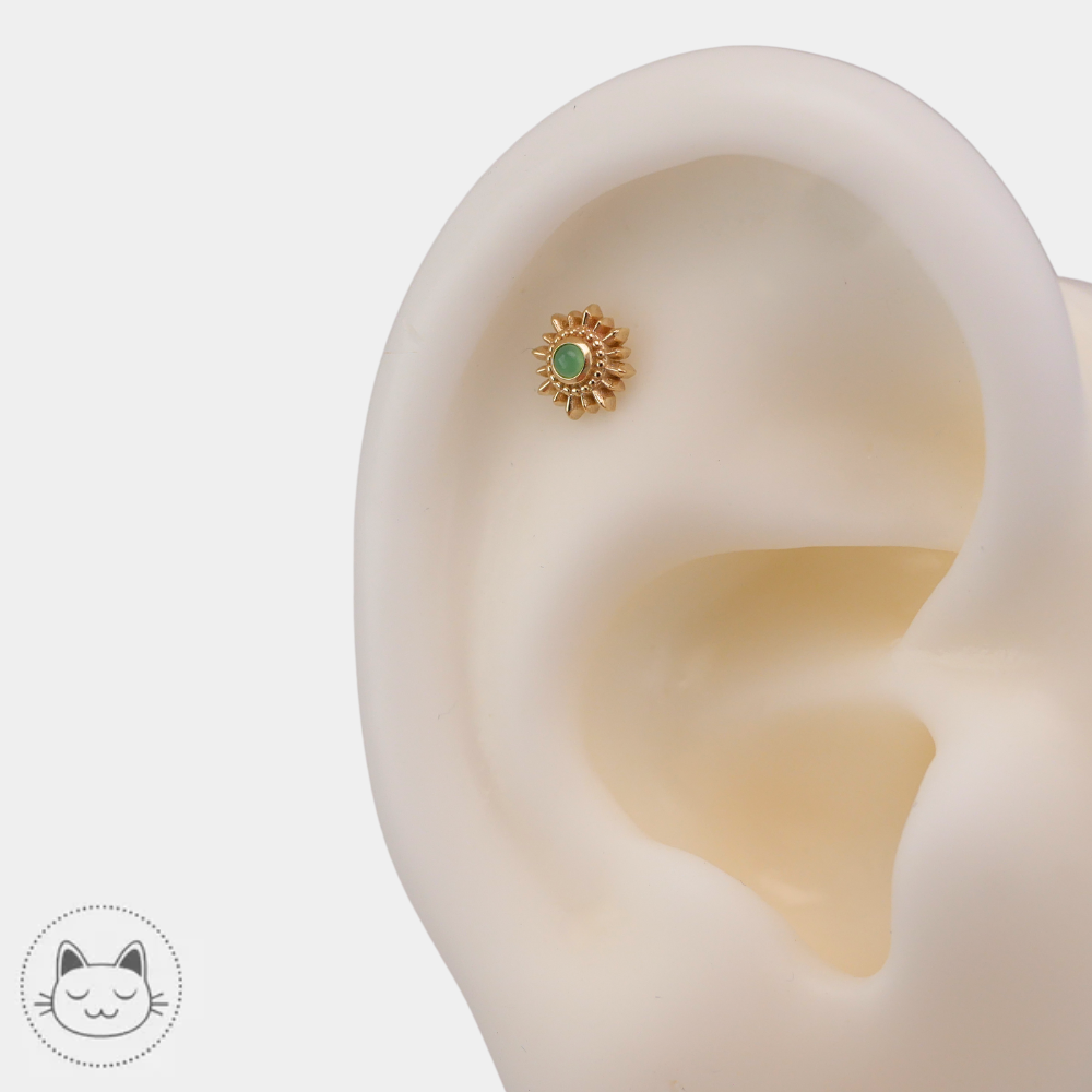 Bijou BVLA en or massif 14k avec chrysoprase verte