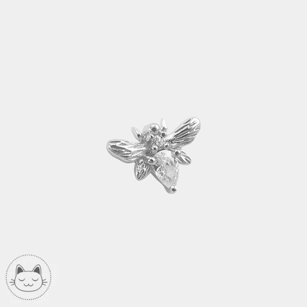 Bee Chic Buddha Jewelry en or blanc 14K avec zircons blancs