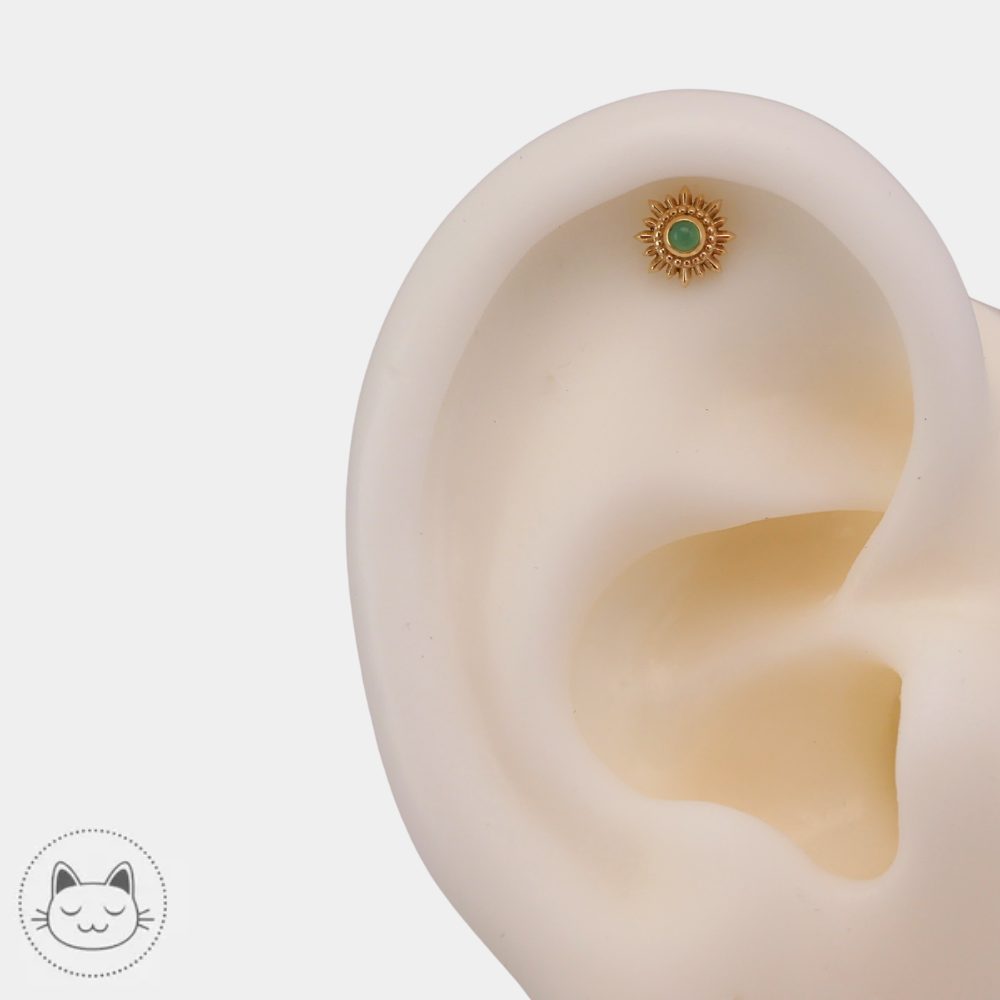 Bijou piercing BVLA Mini Compas en or 14 carats avec chrysoprase
