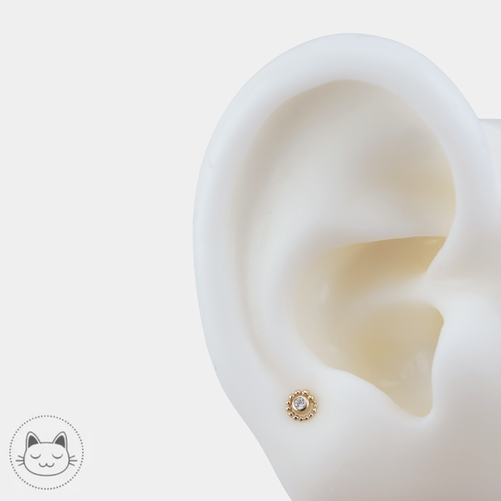 Embout piercing BVLA 4 mm en or jaune avec diamant blanc