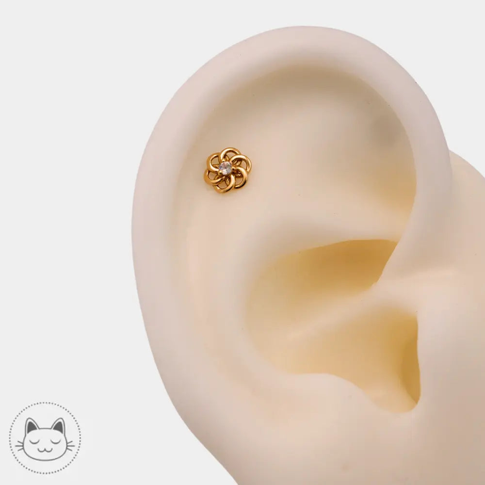 Naga Attraction pierre de lune arc-en-ciel serti or jaune