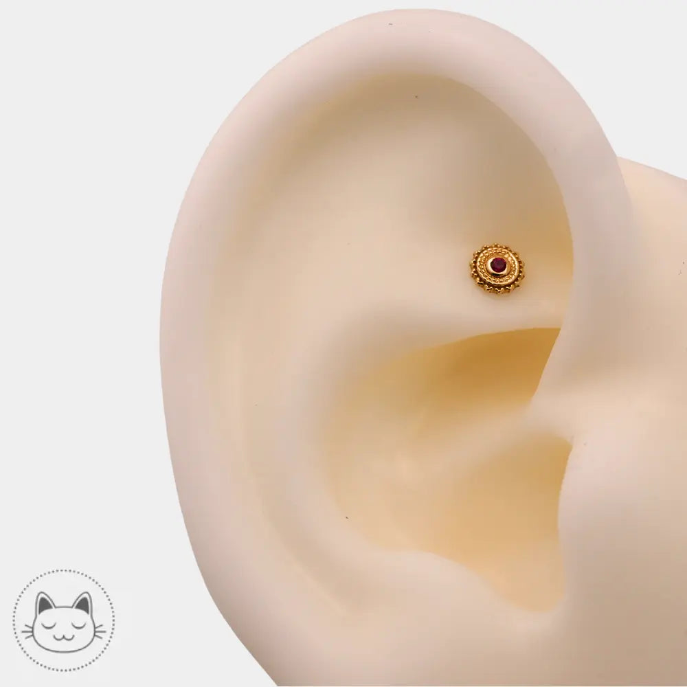 Afghan BVLA or jaune rubis rouge 4 mm pour piercing