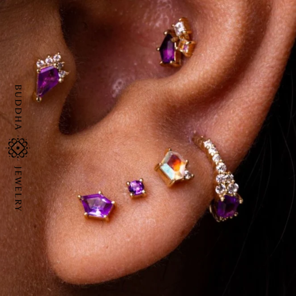 Buddha Jewelry Inspiration pour lobe avec améthyste