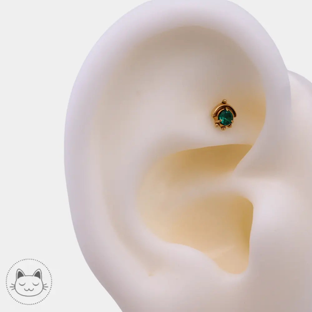 Bijou émeraude or jaune Sacred Symbols S016