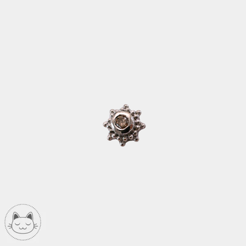 Bijou threadless or blanc 14k saphir pêche Naga