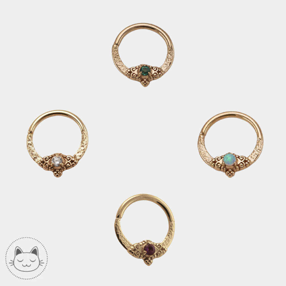 Bijou piercing Sacred Symbols CS2 avec pierre opale