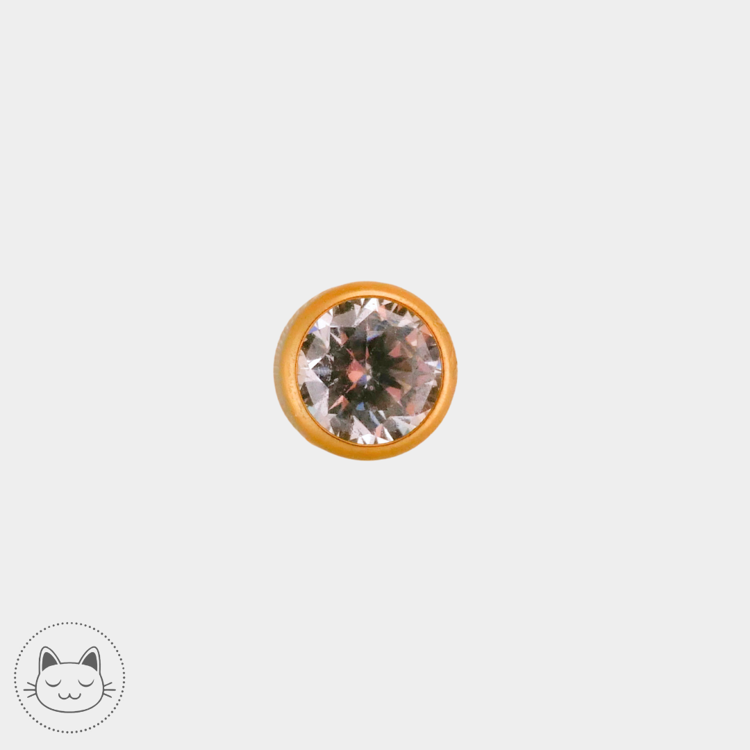 BVLA - Cabochon - Or jaune et zircon Kawaii Place piercing