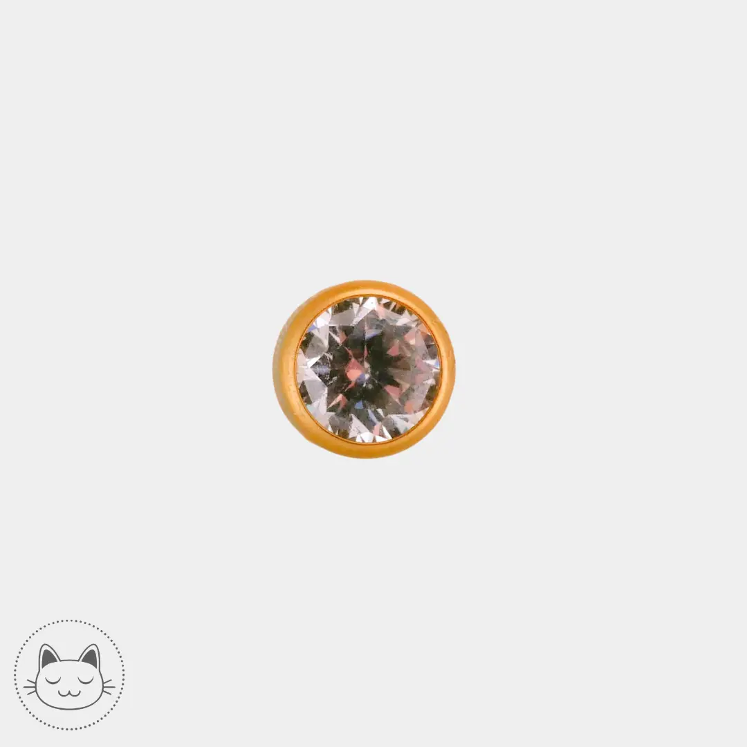 BVLA - Cabochon - Or jaune et zircon Kawaii Place piercing