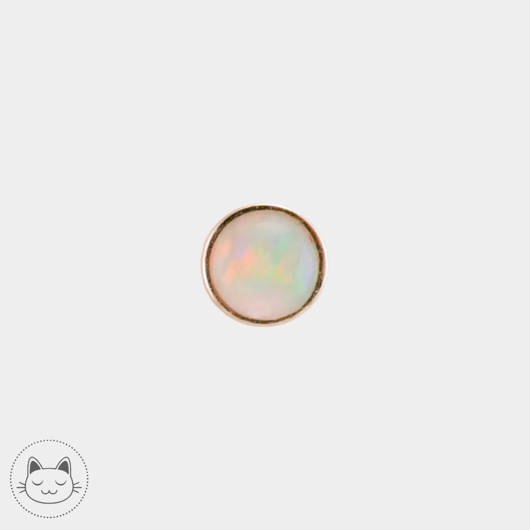 BVLA - Cabochon - Or blanc et opale blanche Kawaii Place piercing