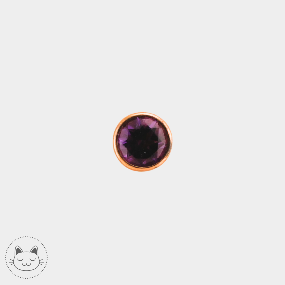 BVLA - Cabochon - Or jaune et améthyste Kawaii Place piercing