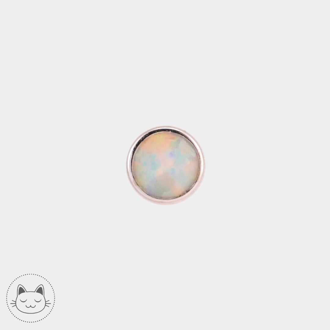 BVLA - Cabochon - Or blanc et opale blanche Kawaii Place piercing