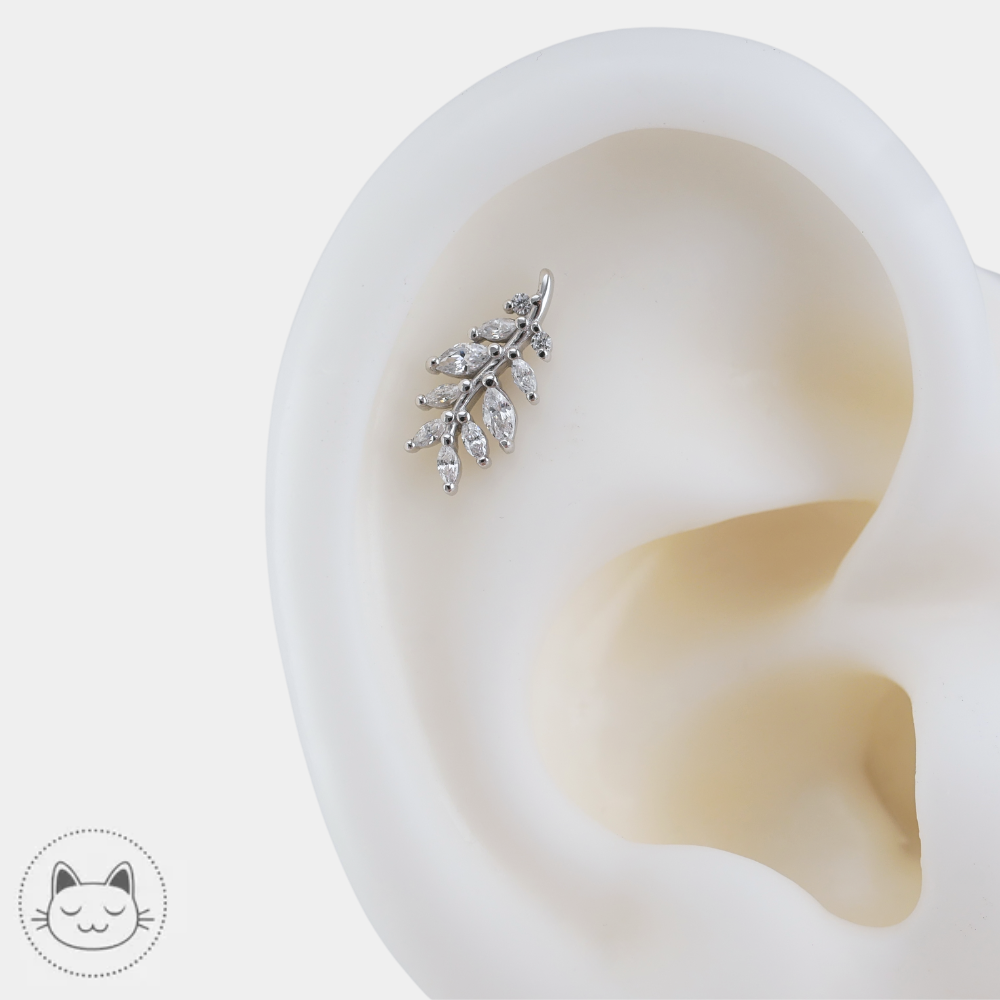 Buddha Jewelry Botaniste avec zircons blancs 11,8 x 6,1 mm