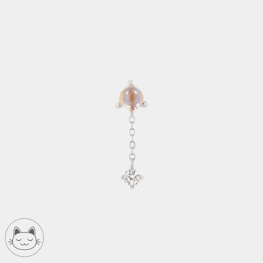 Buddha Jewelry - Bianca - Pierre de lune et saphir blanc - Kawaii Place piercing