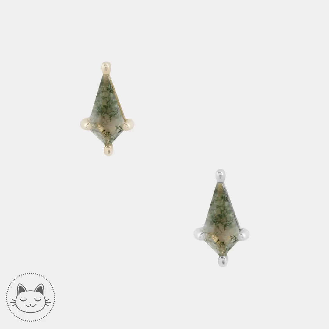 Buddha Jewelry - Mini Soho - Kite Cut Moss Agate - Kawaii Place piercing