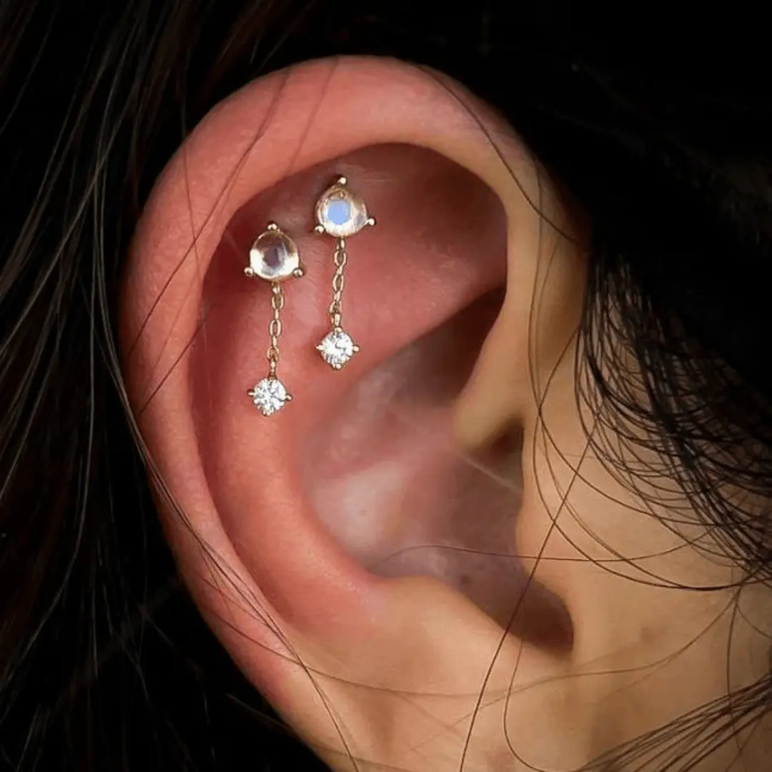 Buddha Jewelry - Bianca - Pierre de lune et saphir blanc - Kawaii Place piercing