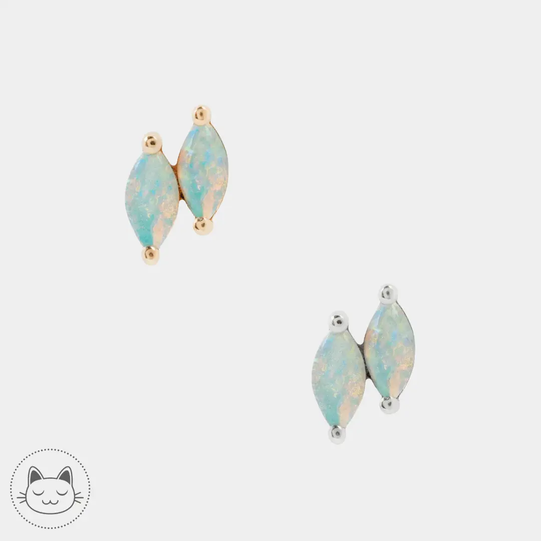 Buddha Jewelry - Double Zuri Marquise - Opale Blanche - Kawaii Place piercing