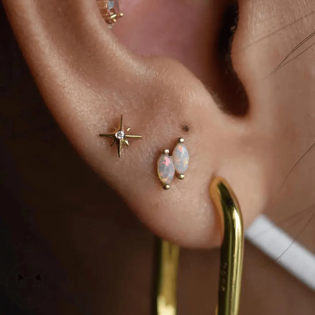 Buddha Jewelry - Double Zuri Marquise - Opale Blanche - Kawaii Place piercing