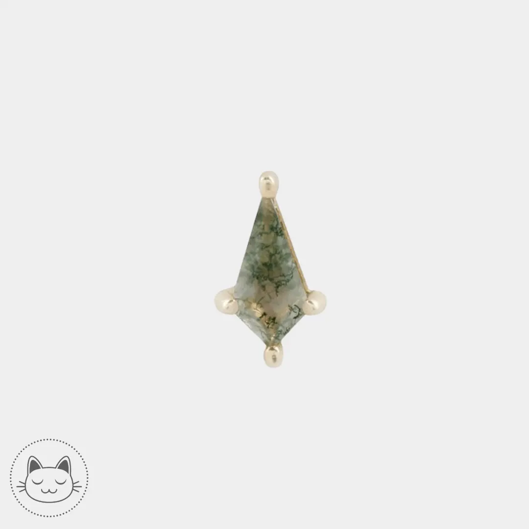 Buddha Jewelry - Mini Soho - Kite Cut Moss Agate - Kawaii Place piercing