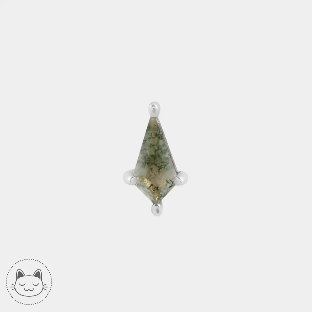 Buddha Jewelry - Mini Soho - Kite Cut Moss Agate - Kawaii Place piercing