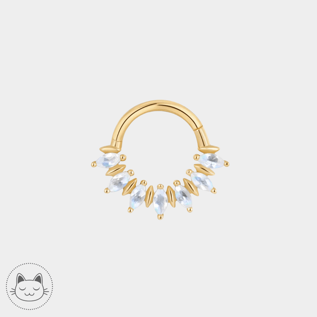 Buddha Jewelry - Purpose- Or jaune et Pierre de Lune Arc en Ciel - Kawaii Place piercing