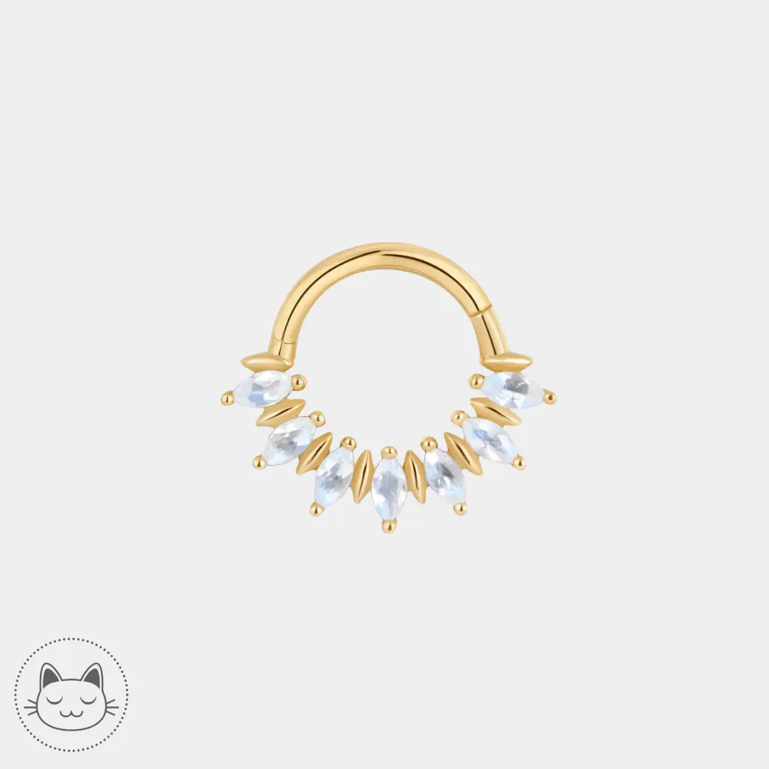 Buddha Jewelry - Purpose- Or jaune et Pierre de Lune Arc en Ciel - Kawaii Place piercing