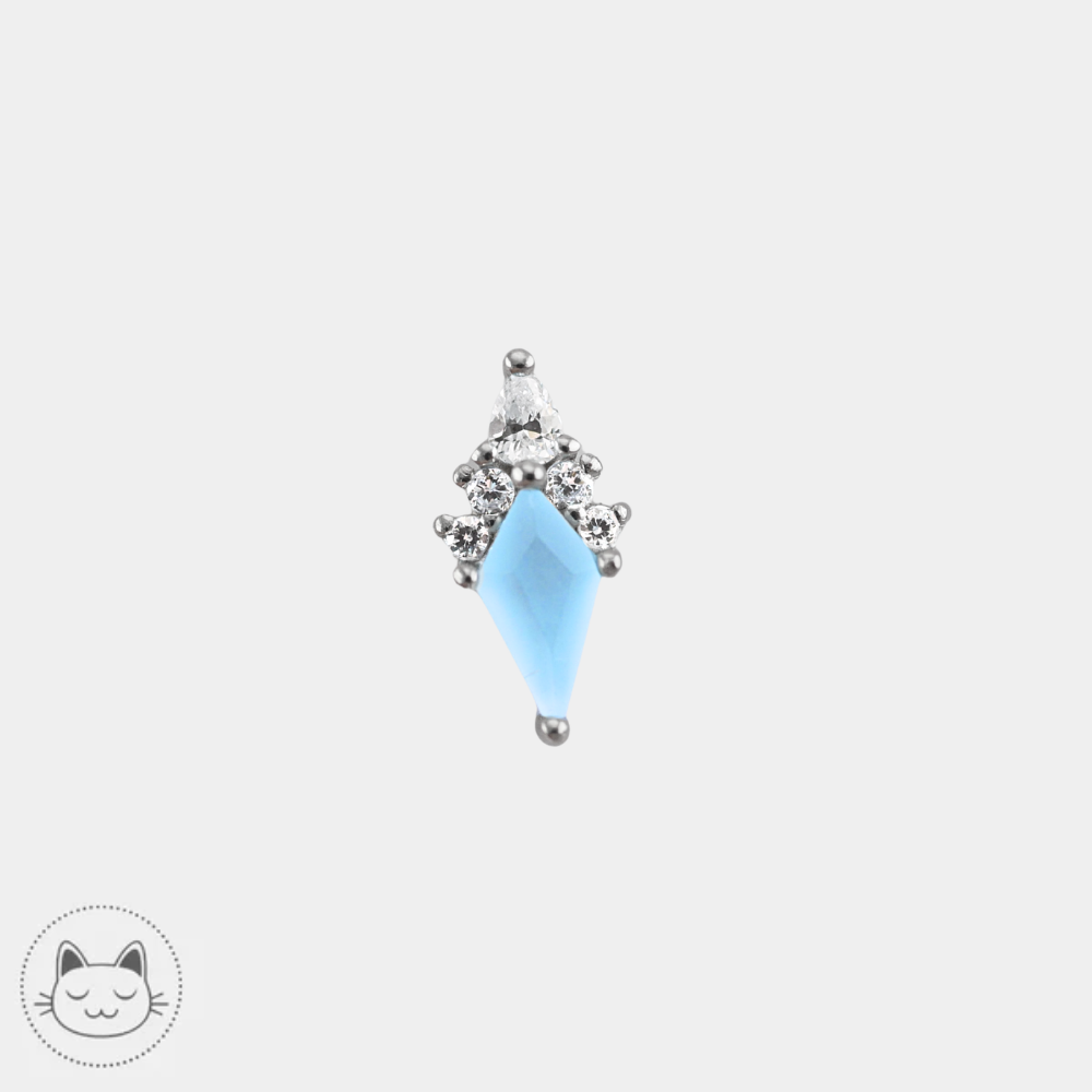 Buddha Jewelry Afterglow pour piercing avec topaze bleue et zircons blancs