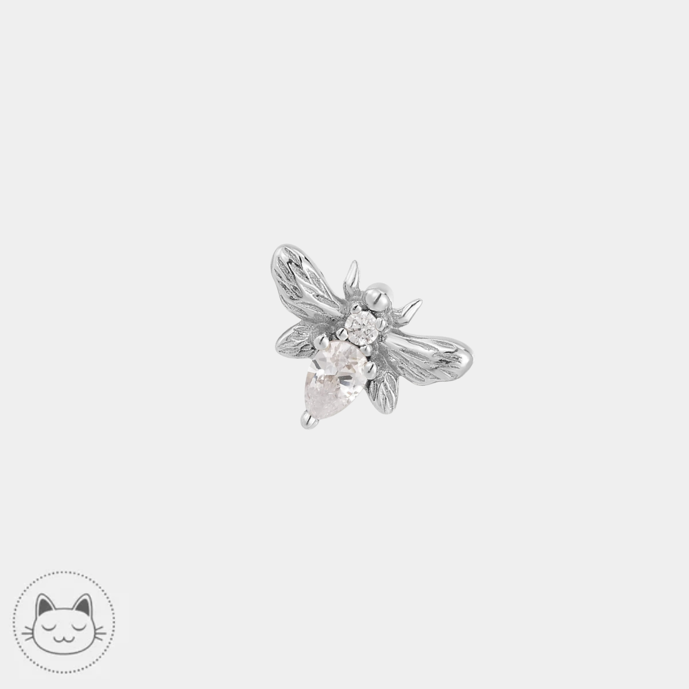 Buddha Jewelry Bee Chic or blanc zircons blancs
