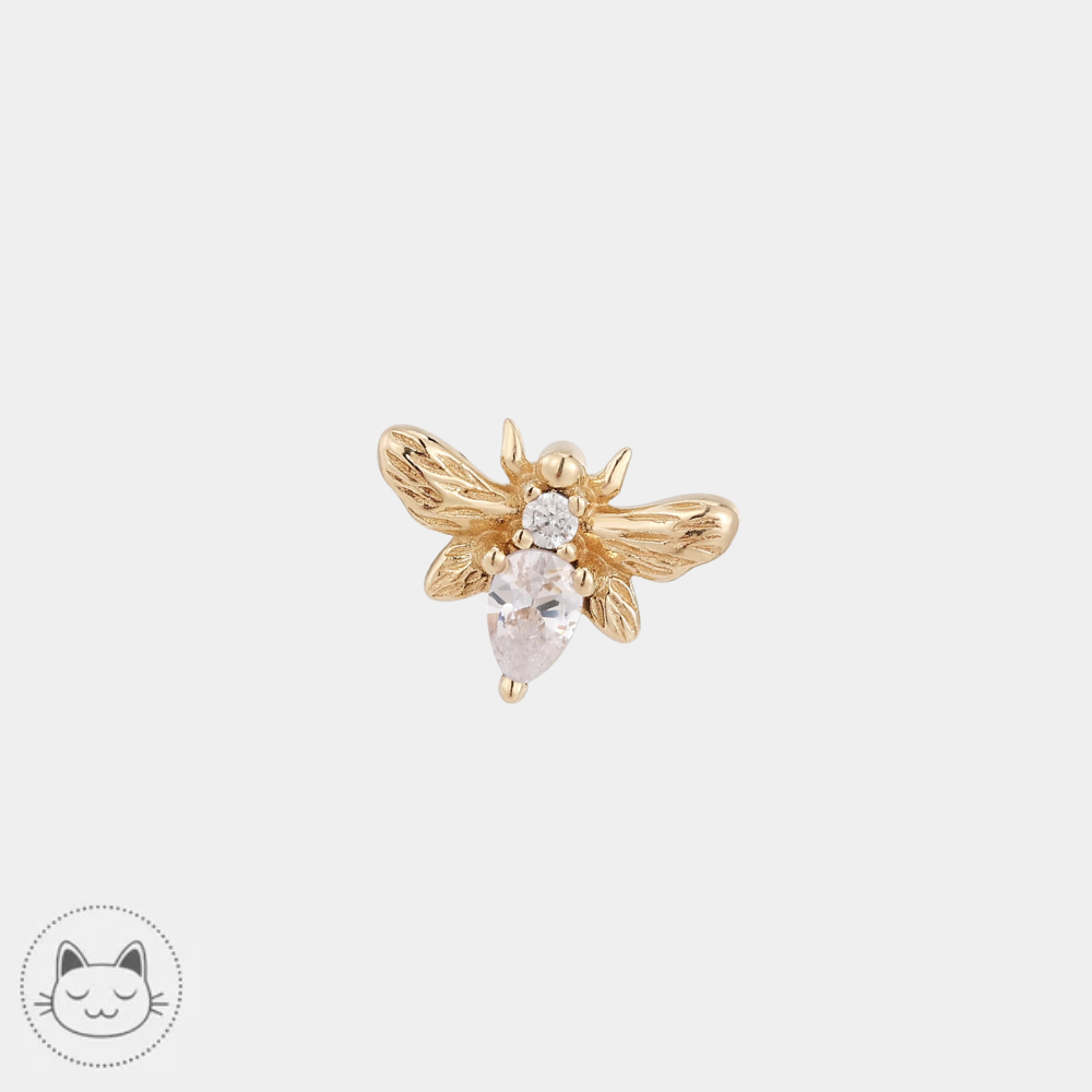 Buddha Jewelry Bee Chic en or 14 carats avec zircons blancs