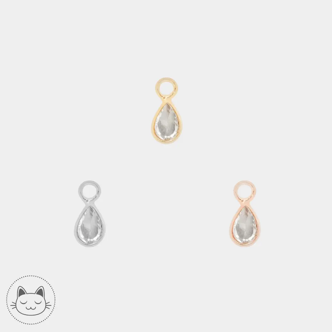 Charm Concorde Teardrop Buddha Jewelry en or 14 carats avec zircon blanc
