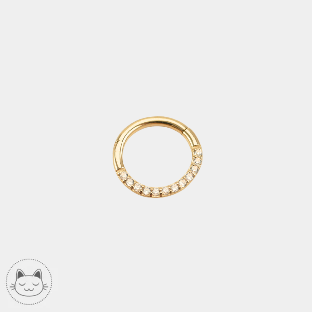 Buddha Jewelry Dia Clicker en or blanc avec zircons blancs