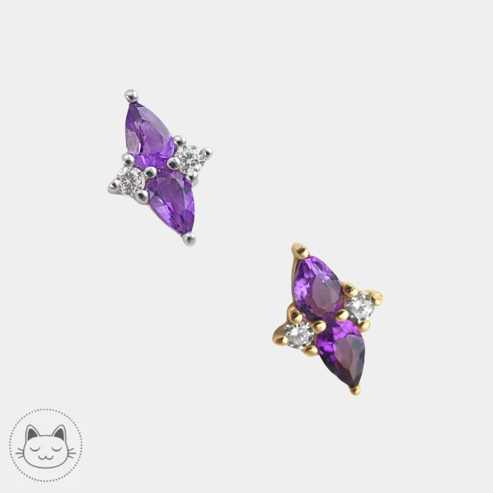 Bijou Buddha Jewelry Ethereal en or 14 carats avec améthystes et zircons blancs