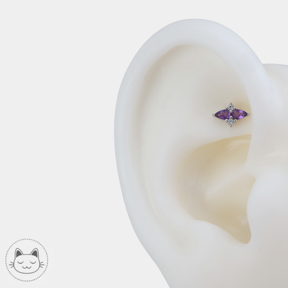 Buddha Jewelry Ethereal pour piercing hélix avec améthystes