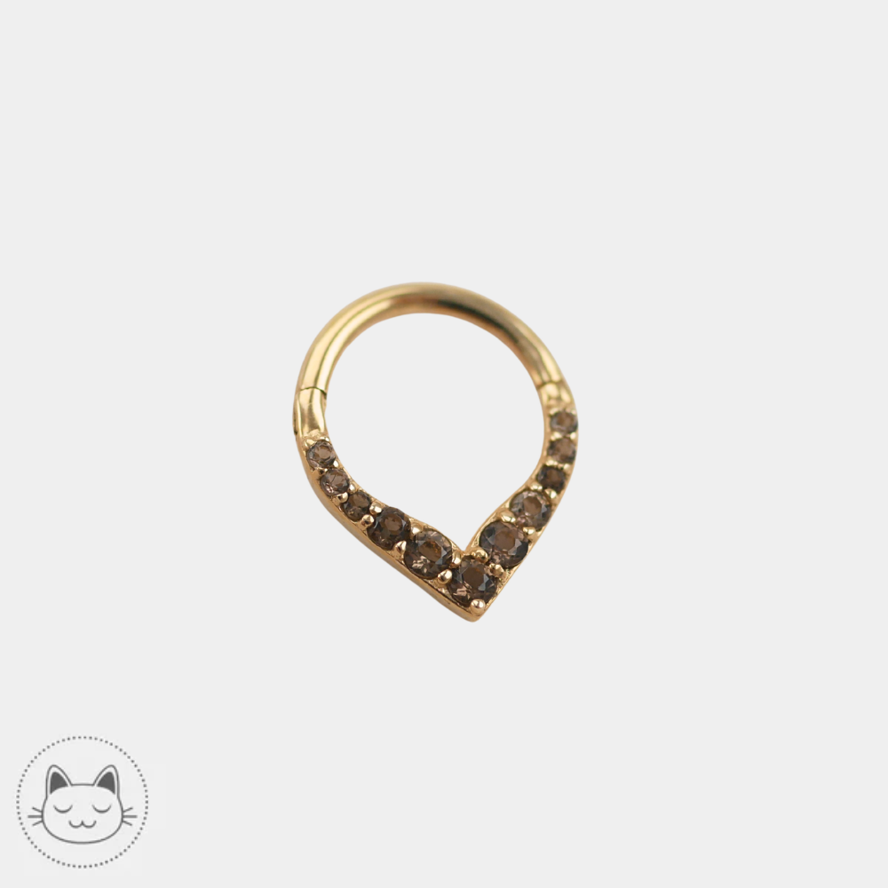 Buddha Jewelry Rise and Shine clicker en or jaune avec quartz fumé