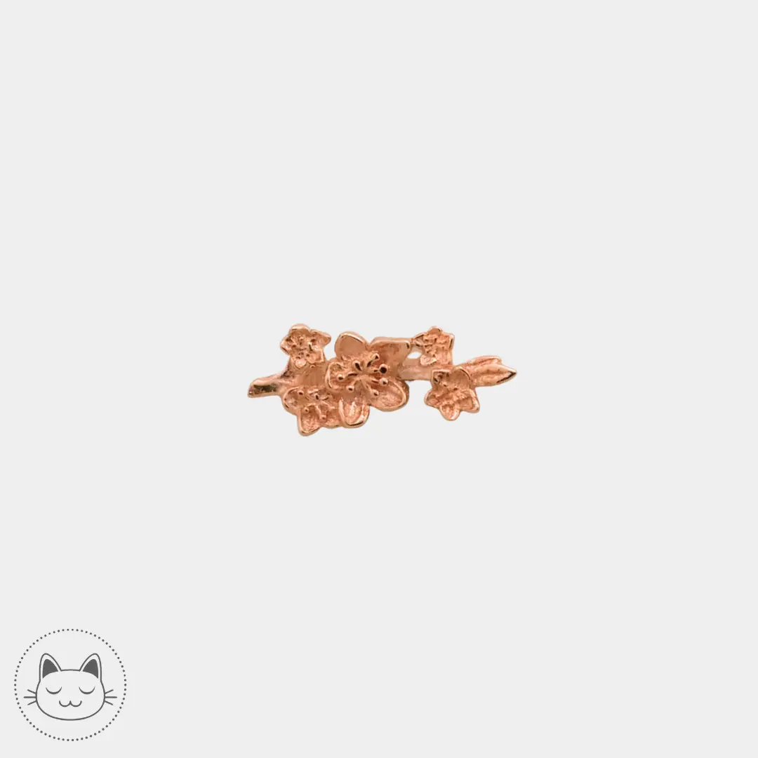 Collection Sakura Naga Jewelry - Hanami - Or 14 carats. Branche de sakura en or rose