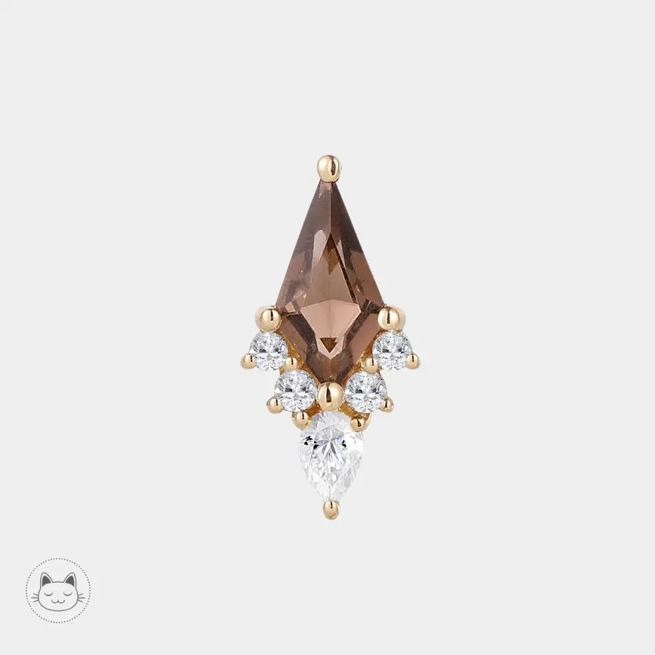Buddha Jewelry - Afterglow - Quartz fumé et Or jaune - Kawaii Place piercing